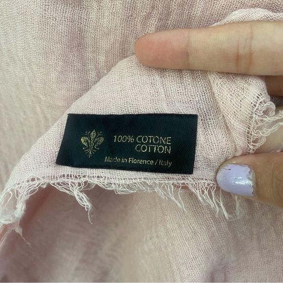 made in Florence Italy muted pale pink multi use wrap scarf shawl 100% cotton - Picture 7 of 15